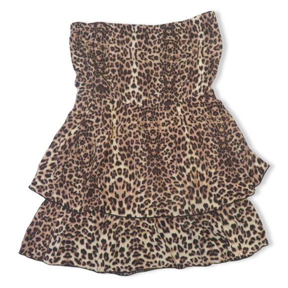 Bebe Cheetah Print Ruffle Top | Dress Top | Flowy - Picture 3 of 4